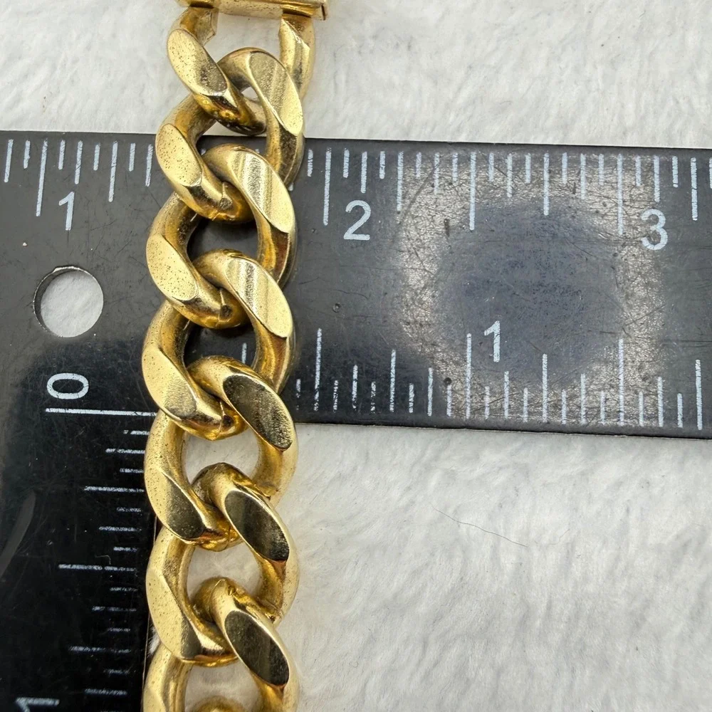 Vintage Speidel ID Bracelet Gold Tone Chunky Curb Rodney Engraved 1978 8